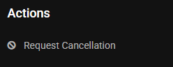 Actions block of the product card with the single Request Cancellation item