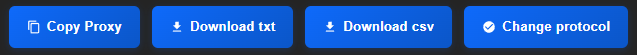 Row of ISP OLD action buttons: Copy Proxy, Download txt, Download csv and Change protocol