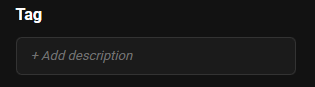 Empty Tag field of the product card with the + Add description placeholder