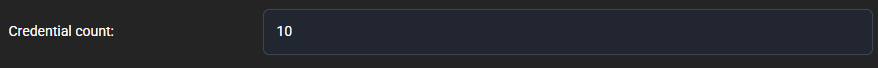 Credential count field with the value 10
