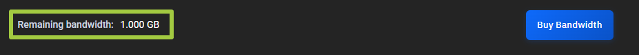 Remaining bandwidth line showing 1.000 GB, with the Buy Bandwidth button on the right