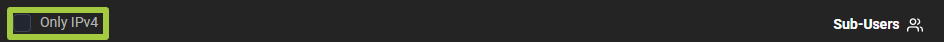 Options row of the Standard generator with the Only IPv4 checkbox highlighted and cleared, and the Sub-Users button on the right