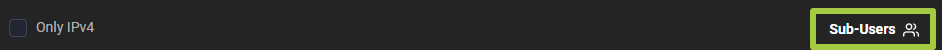 Options row of the Standard generator with the cleared Only IPv4 checkbox and the Sub-Users button highlighted on the right